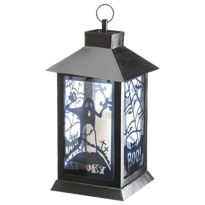 National Tree Company 16" Black Halloween Ghost Lantern 3 National Tree Company 16" Black Halloween Ghost Lantern - Image 3
