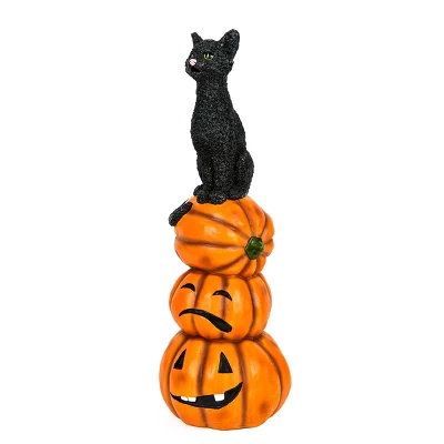 32" Halloween Black Cat And Pumpkins Stack - National Tree Company 3 32" Halloween Black Cat And Pumpkins Stack - National Tree Company - Image 3