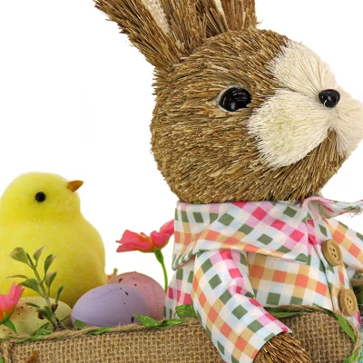 National Tree Company Male Bunny With Wagon Table Decoration, Decorated With Pastel Eggs, Chick, Easter Collection, 14 Inches 2 National Tree Company Male Bunny With Wagon Table Decoration, Decorated With Pastel Eggs, Chick, Easter Collection, 14 Inches - Image 2