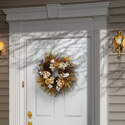 National Tree Company Artificial Autumn Wreath, Decorated With Pinenuts, Gourds, Berry Clusters, Pinecones, Assorted Leaves, Autumn Collection, 22 In 1 National Tree Company Artificial Autumn Wreath, Decorated With Pinenuts, Gourds, Berry Clusters, Pinecones, Assorted Leaves, Autumn Collection, 22 In