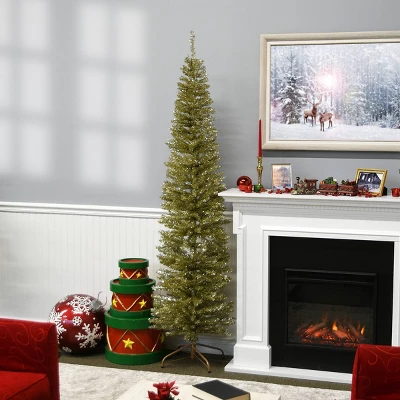 National Tree Company 7' Champagne Tinsel Slim Artificial Christmas Tree 3 National Tree Company 7' Champagne Tinsel Slim Artificial Christmas Tree - Image 3