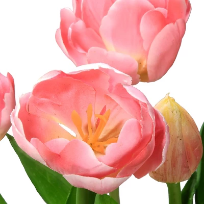 National Tree Company 18" Pink Tulip Flowers 4 National Tree Company 18" Pink Tulip Flowers - Image 4