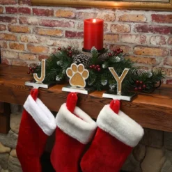 3pc 5" Gold Sparkle "JOY" Stocking Holders - National Tree Company