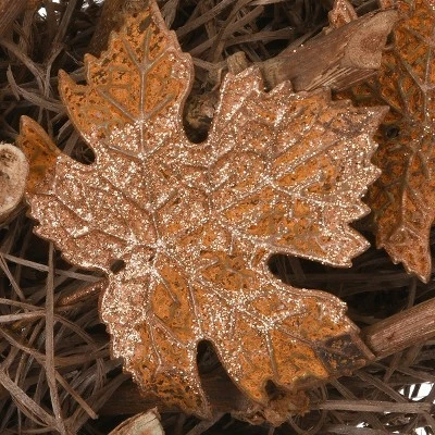 National Tree Company18" Harvest Brown Maple Leaves Wreath 2 National Tree Company18" Harvest Brown Maple Leaves Wreath - Image 2
