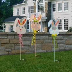 National Tree Company Set Of 3 24" Metal Easter Bunny Garden Stakes
