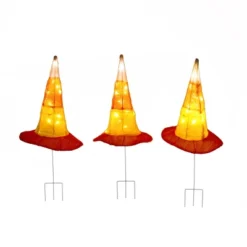 National Tree Company 23" Pre-Lit Candy Corn Witch’s Hat Garden Stakes -National Tree Company GUEST 287fcf83 778e 495f 87d8 17e4b784a89b