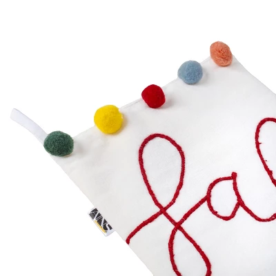 20" White HGTV Home Collection "Falala" Embroidered Christmas Stocking - National Tree Company 2 20" White HGTV Home Collection "Falala" Embroidered Christmas Stocking - National Tree Company - Image 2