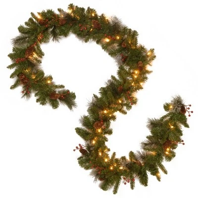 National Tree Company 9 Ft. Crestwood Spruce Garland With Battery Operated Warm White LED Lights 4 National Tree Company 9 Ft. Crestwood Spruce Garland With Battery Operated Warm White LED Lights - Image 4