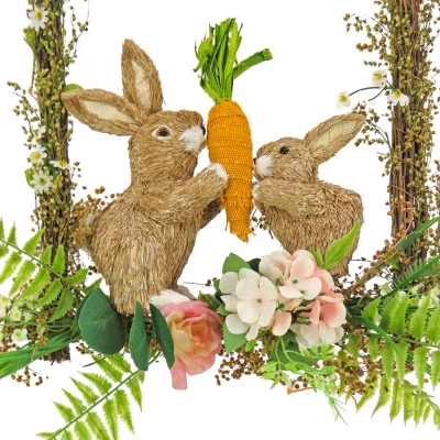 National Tree Company 14" Bunnies Hanging Wall Decoration, Easter Collection 2 National Tree Company 14" Bunnies Hanging Wall Decoration, Easter Collection - Image 2