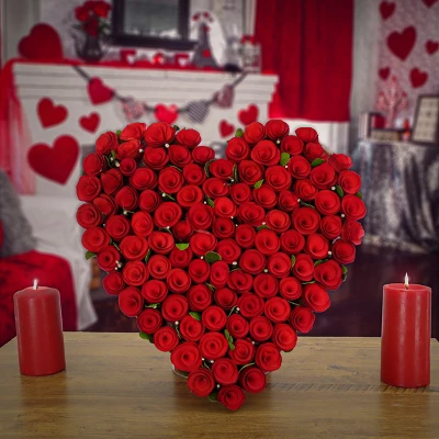 National Tree Company 17" Artificial Valentine's Heart, Decorated With Red Roses, Valentine's Day Collection 1 National Tree Company 17" Artificial Valentine's Heart, Decorated With Red Roses, Valentine's Day Collection