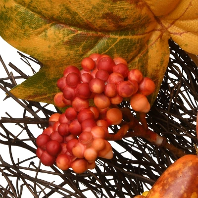 National Tree Company Artificial Autumn Wreath, Decorated With Pumpkins, Gourds, Berry Clusters, Maple Leaves, Autumn Collection, 22 In 2 National Tree Company Artificial Autumn Wreath, Decorated With Pumpkins, Gourds, Berry Clusters, Maple Leaves, Autumn Collection, 22 In - Image 2