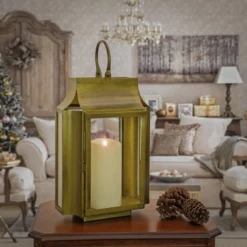 18" HGTV Slim Lantern Gold - National Tree Company
