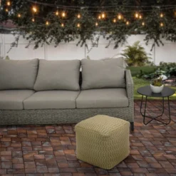 National Tree Company 47 16" Hand Woven Pouf Ottoman Sand - National Tree Company