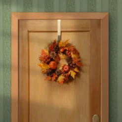 National Tree Company 16" Pumpkins And Maple Leaves Wreath