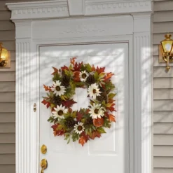 National Tree Company 32" Harvest Sunflowers And Pumpkins Wreath