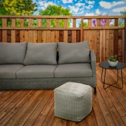 National Tree Company 45 16" Hand Woven Pouf Ottoman Gray - National Tree Company