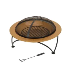 33" Hammered Copper Fire Pit With Stand And Screen - National Tree Company -National Tree Company GUEST 70ab0665 212f 44f1 8f1f 4adc0f2c2d85