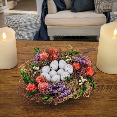 National Tree Company 10" Artificial Floral Bird's Nest Table Decoration, Easter Collection 1 National Tree Company 10" Artificial Floral Bird's Nest Table Decoration, Easter Collection