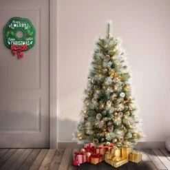 National Tree Company 16 National Tree Company First Traditions Pre-Lit Perry Pine Hinged Artificial Christmas Tree Clear Lights