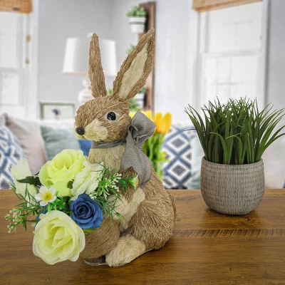 National Tree Company Bunny With Basket Table Decoration, Easter Collection, 16 Inches 1 National Tree Company Bunny With Basket Table Decoration, Easter Collection, 16 Inches