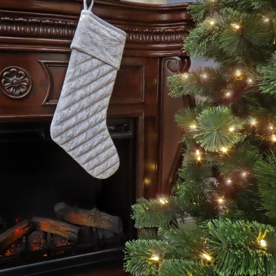 10" Silver HGTV Home Collection Quilted Christmas Stocking - National Tree Company 1 10" Silver HGTV Home Collection Quilted Christmas Stocking - National Tree Company