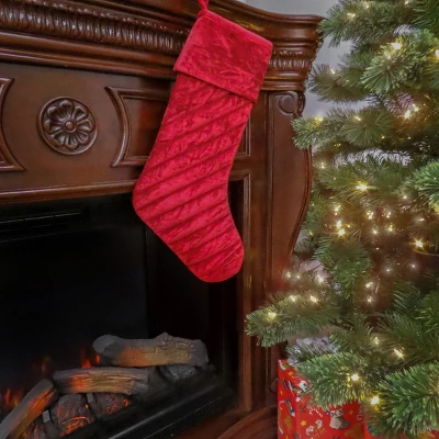 10" Red HGTV Home Collection Quilted Christmas Stocking - National Tree Company 1 10" Red HGTV Home Collection Quilted Christmas Stocking - National Tree Company