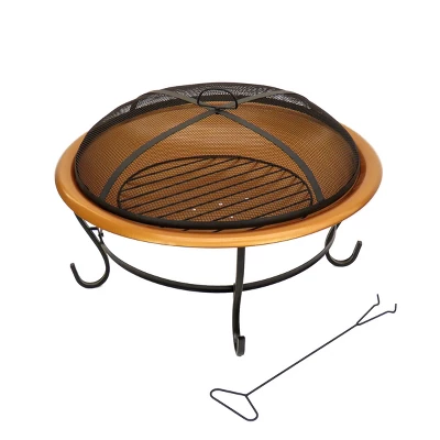 29" Copper Fire Pit With Stand And Screen - National Tree Company 5 29" Copper Fire Pit With Stand And Screen - National Tree Company - Image 5