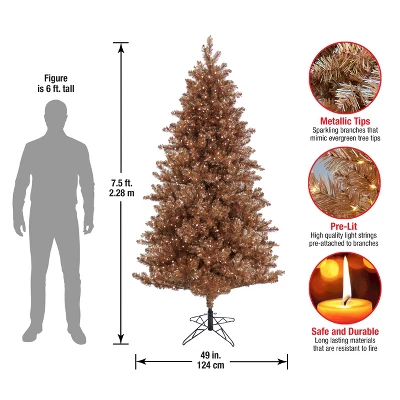 Prelit Rose Gold Metallic Artificial Christmas Tree Warm White Lights - National Tree Company 4 Prelit Rose Gold Metallic Artificial Christmas Tree Warm White Lights - National Tree Company - Image 4