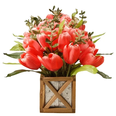 National Tree Company 20" Planter With Pink Tulips 3 National Tree Company 20" Planter With Pink Tulips - Image 3