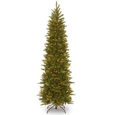 National Tree Company 6.5' Prelit Pencil Slim Grand Fir Artificial Christmas Tree Clear Lights 1 National Tree Company 6.5' Prelit Pencil Slim Grand Fir Artificial Christmas Tree Clear Lights