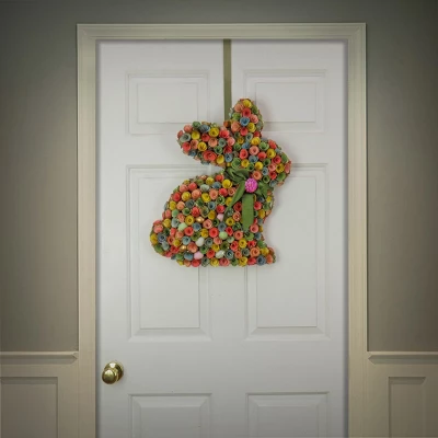 National Tree Company Artificial Hanging Bunny Silhouette, Decorated With Colorful Flower Blooms, Ribbon, Easter Collection, 18 Inches 1 National Tree Company Artificial Hanging Bunny Silhouette, Decorated With Colorful Flower Blooms, Ribbon, Easter Collection, 18 Inches