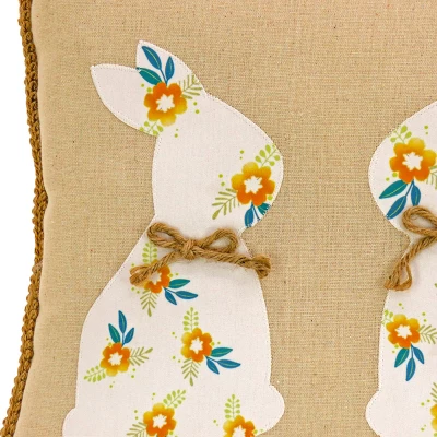 National Tree Company Floral Bunny Decorative Pillow, Beige, Easter Collection, 16 Inches 2 National Tree Company Floral Bunny Decorative Pillow, Beige, Easter Collection, 16 Inches - Image 2