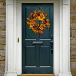 24" Autumn Sunflower Wreath - National Tree Company