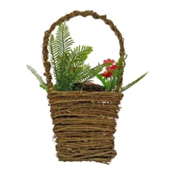 National Tree Company Artificial Woven Basket, Decorated With Colorful Flower Blooms, Leafy Greens, Easter Collection, 15 Inches -National Tree Company GUEST e18d5a3e 15ef 4845 bb4d 8fca053c2667