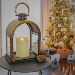 18" HGTV Dome Lantern Black And Gold - National Tree Company